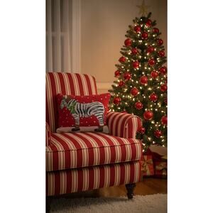 Grandin Road Zebra Winter Wonderland Hooked Wool Pillow 14x18 Holiday Decor ICON
